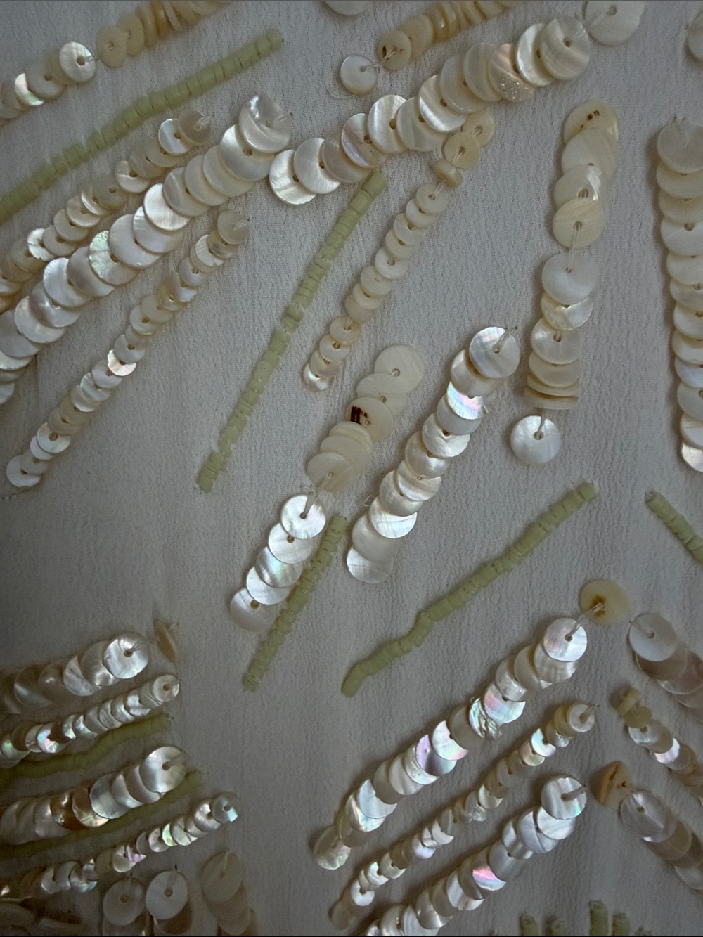 FREE PEOPLE LIMITED EDITION Ivory Art Deco Embellished Mini Dress Sequin Rare - Picture 9 of 17